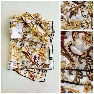 Alessandro Meucci Firenze Silk Scarf, Golden Autumn Floral Paisley Print